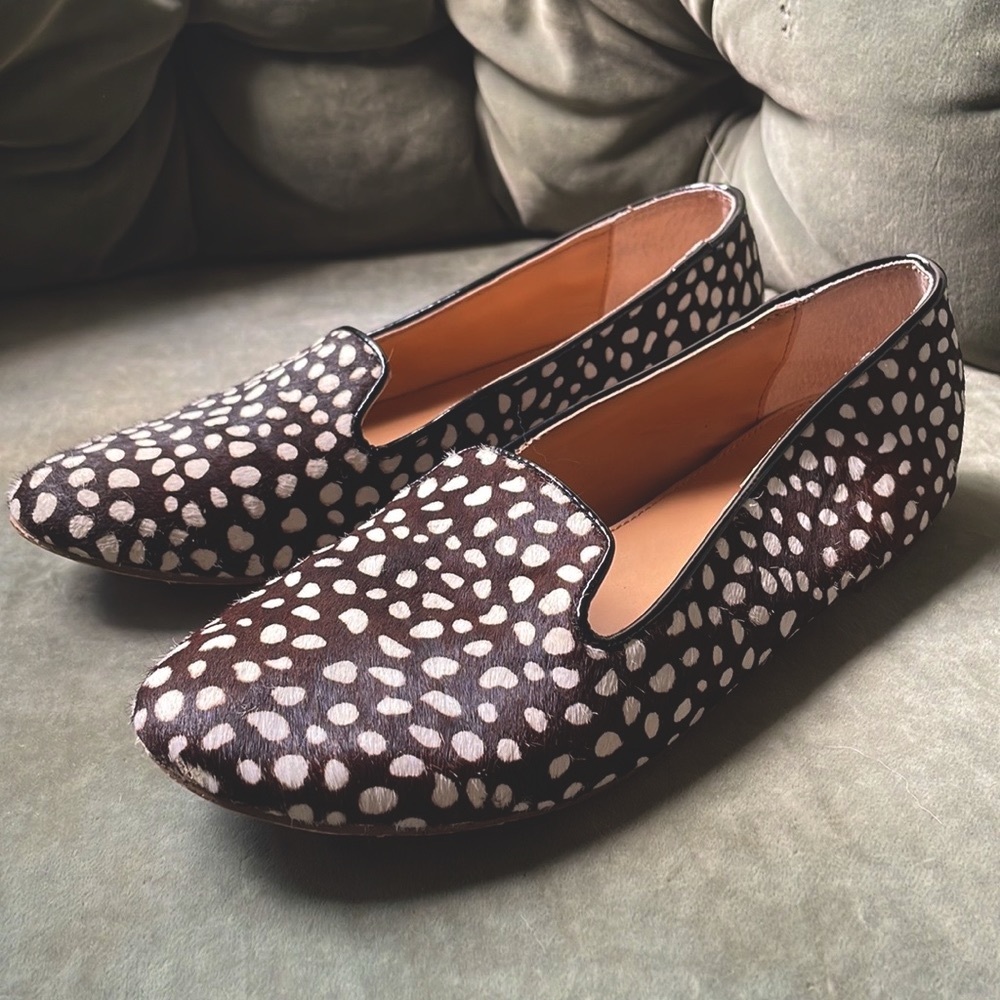 J. Crew Spotted Calf hair Loafers